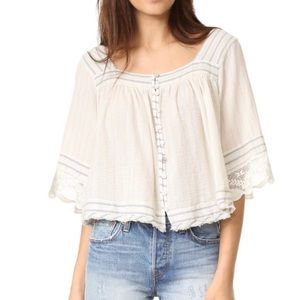 Free People / See Saw Ivory Metallic Crop Top